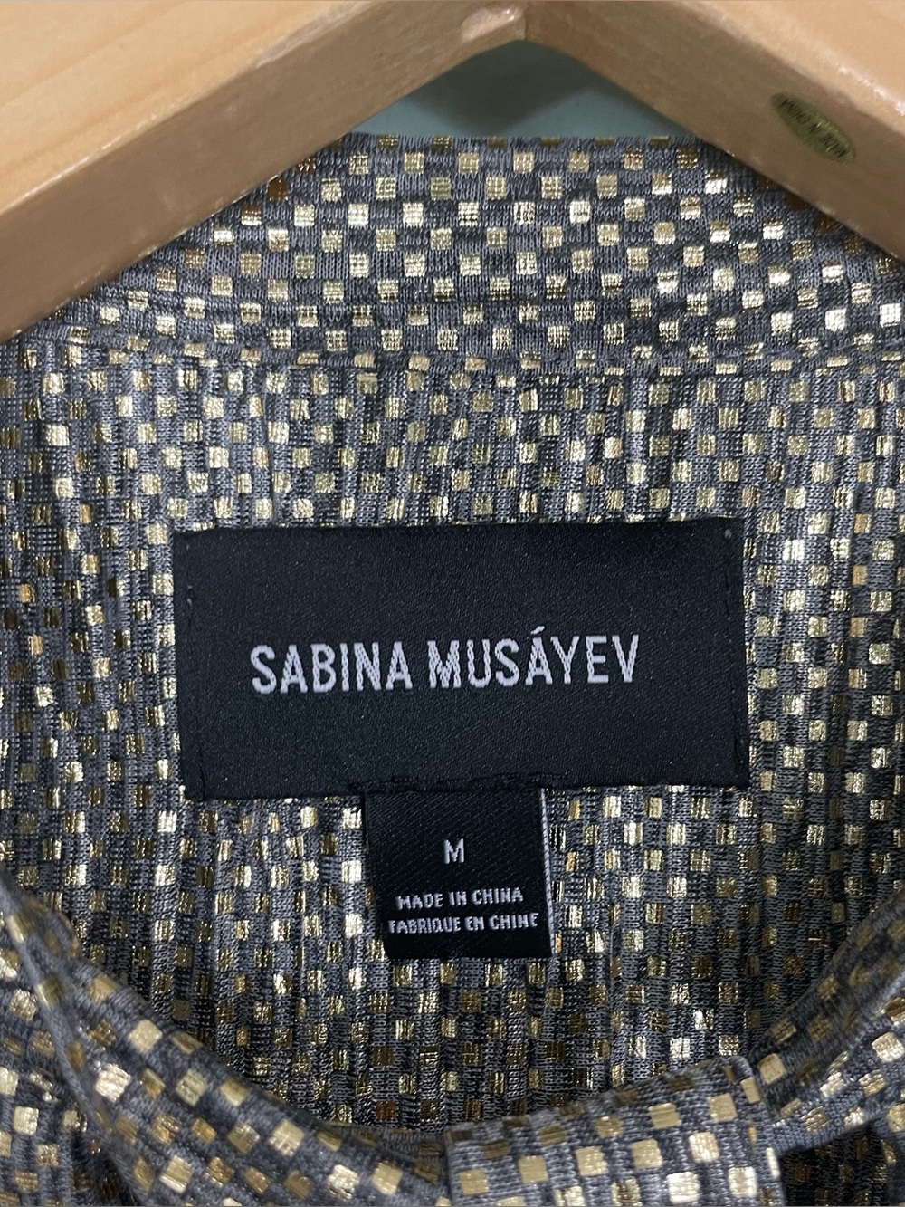 Sabina Musayev Tied Shimmer Gold Tunic Dress With Pockets Pleated Women Medium - Picture 5 of 9